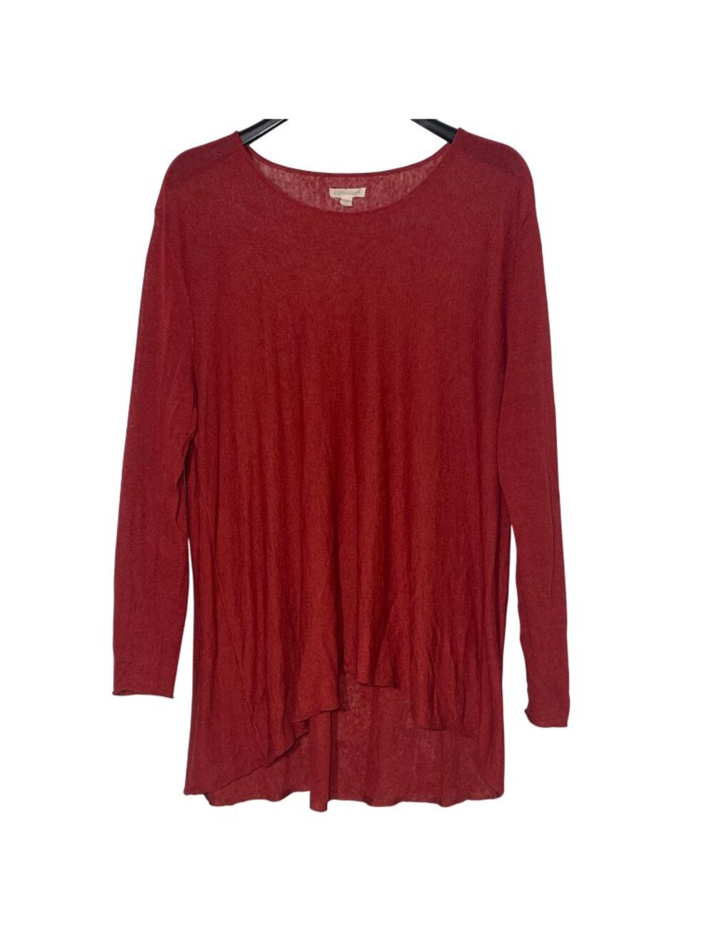 Eileen Fisher Organic Linen Loose Knit Sweater Sz LG Burnt Orange Minimalist
